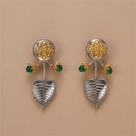 Oxidised Classic Earring With 2 Tone Plating