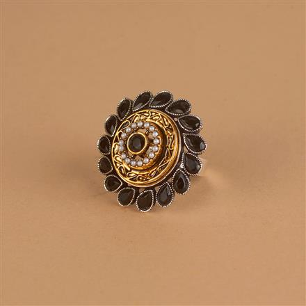 Oxidised Adjustable Ring With 2 Tone Plating