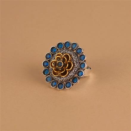 Oxidised Adjustable Ring With 2 Tone Plating