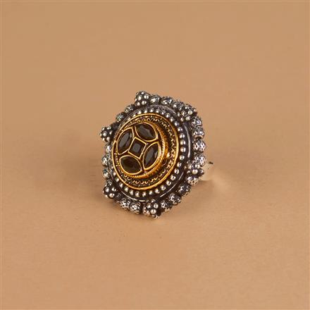 Oxidised Adjustable Ring With 2 Tone Plating
