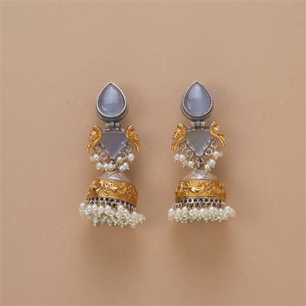 Oxidised Peacock Jhumki With 2 Tone Plating