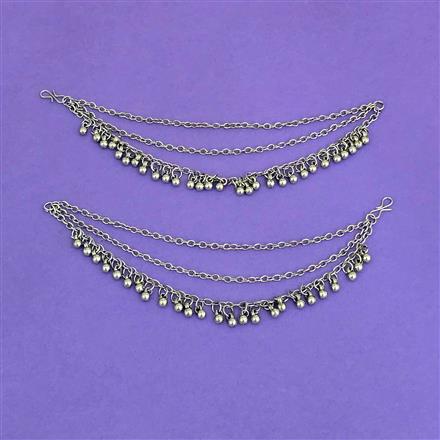 Delicate Ear Chain With Oxidised Plating