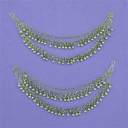 Delicate Ear Chain With Oxidised Plating