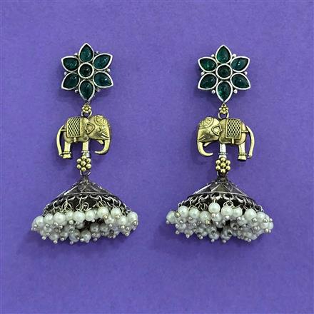 Oxidised Jhumki With 2 Tone Plating