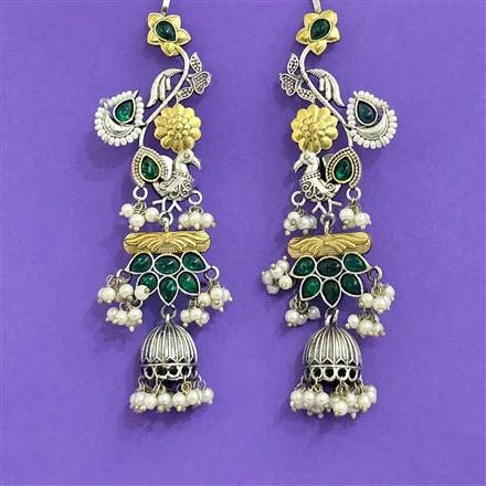 Oxidised Jhumki With 2 Tone Plating