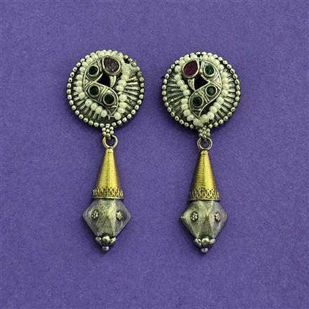 Oxidised Classic Earring With 2 Tone Plating