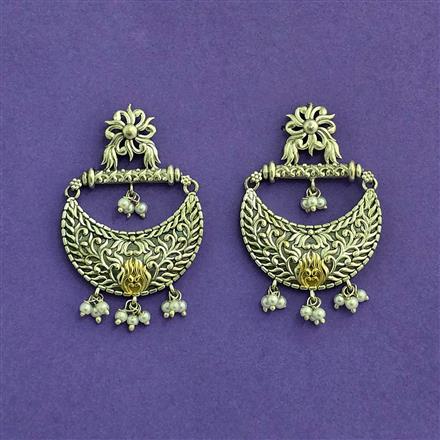 Oxidised German Silver Earring With 2 Tone Plating