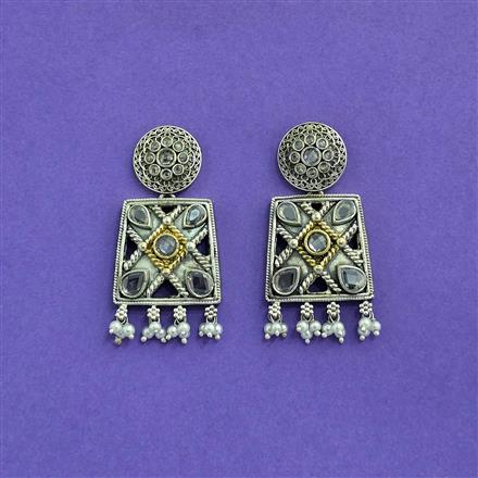 Oxidised German Silver Earring With 2 Tone Plating