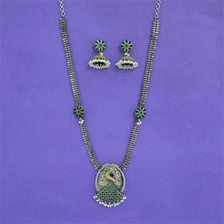 Oxidised Long Necklace With 2 Tone Plating