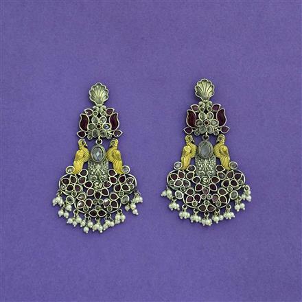 Oxidised German Silver Earring With 2 Tone Plating