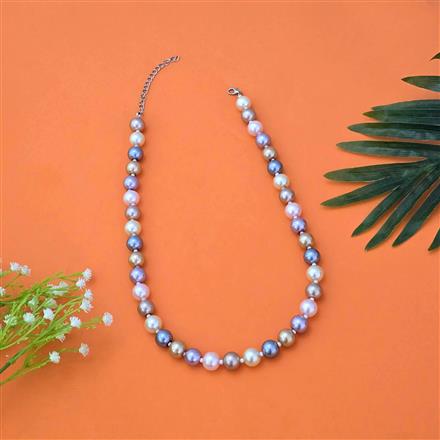 Western Long Necklace With Rhodium Plating Pearl Size 12mm