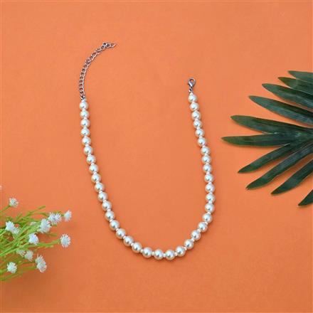 Western Short Necklace With Rhodium Plating Pearl Size 8mm