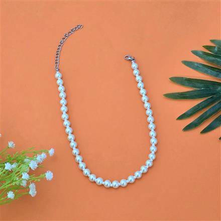 Western Short Necklace With Rhodium Plating Pearl Size 8mm