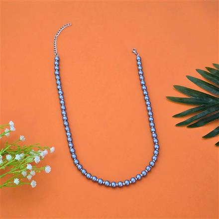 Western Long Necklace With Rhodium Plating Pearl Size 8mm