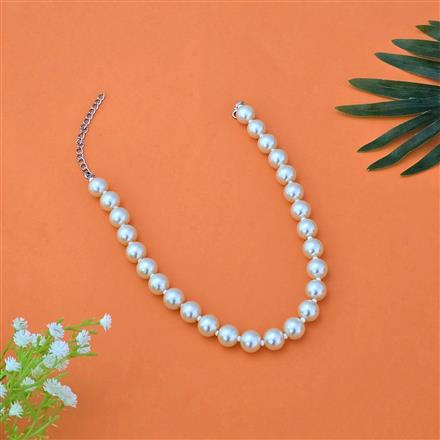 Western Short Necklace With Rhodium Plating Pearl Size 12mm