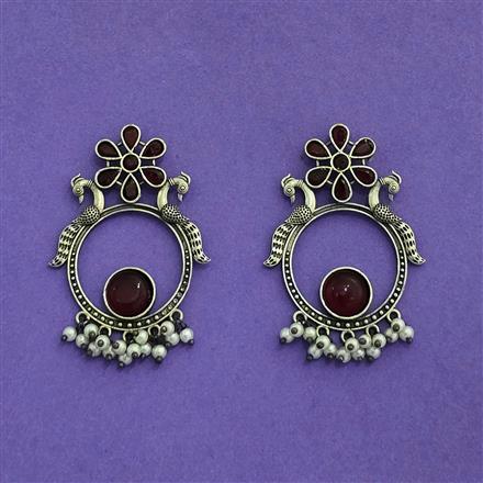 Peacock Earring With Oxidised Plating