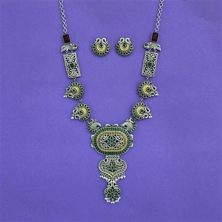 Oxidised German Silver Necklace With 2 Tone Plating