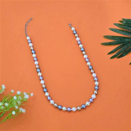 Western Long Necklace With Rhodium Plating Pearl Size 10mm