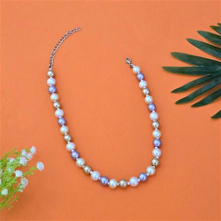 Western Short Necklace With Rhodium Plating Pearl Size 10mm