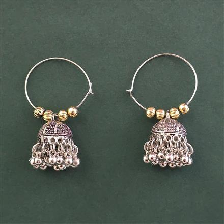 Oxidised Jhumki With Oxidised Plating