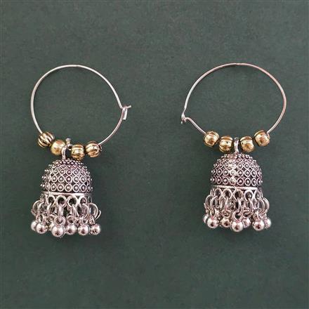 Oxidised Jhumki With Oxidised Plating