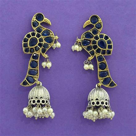 Oxidised Classic Earring With 2 Tone Plating