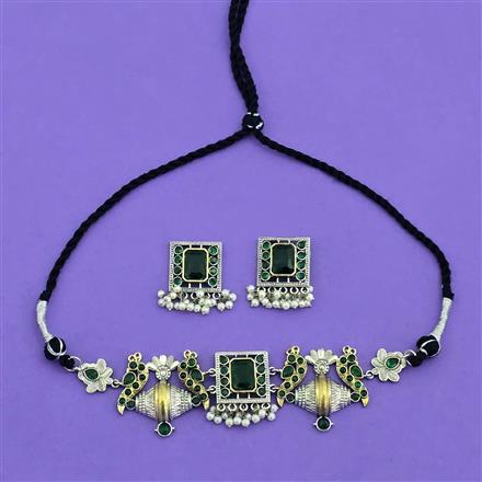 Oxidised Classic Necklace With 2 Tone Plating