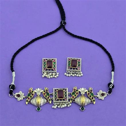 Oxidised Classic Necklace With 2 Tone Plating