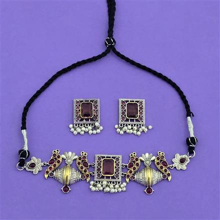 Oxidised Classic Necklace With 2 Tone Plating
