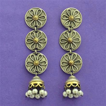 Oxidised Classic Earring With 2 Tone Plating