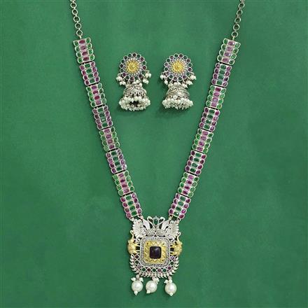 Oxidised Classic Necklace Set With 2 Tone Plating