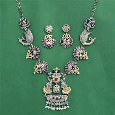 Oxidised Classic Necklace Set With 2 Tone Plating