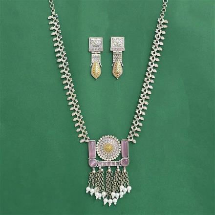 Oxidised Classic Necklace Set With 2 Tone Plating