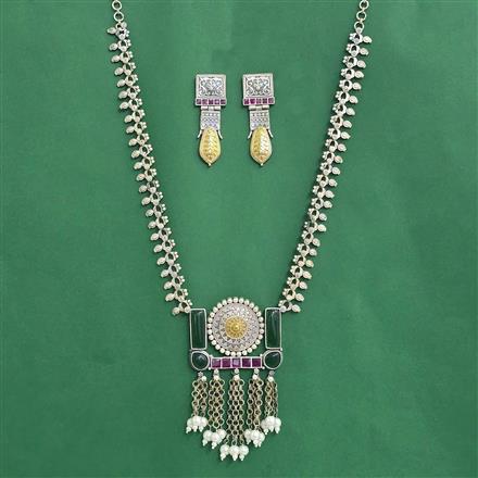 Oxidised Classic Necklace Set With 2 Tone Plating