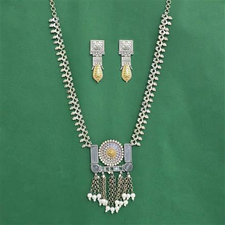 Oxidised Classic Necklace Set With 2 Tone Plating