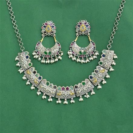 Oxidised Classic Necklace Set With 2 Tone Plating