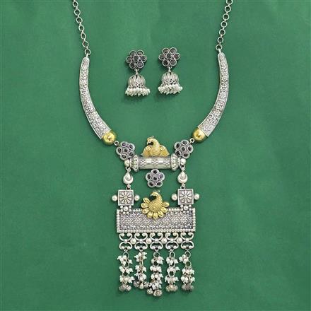 Oxidised Classic Necklace Set With 2 Tone Plating