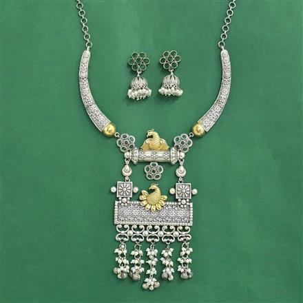 Oxidised Classic Necklace Set With 2 Tone Plating