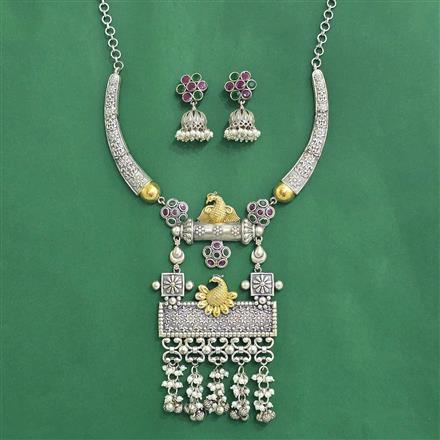 Oxidised Classic Necklace Set With 2 Tone Plating