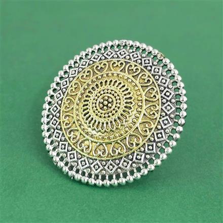 Oxidised Adjustable Ring With 2 Tone Plating