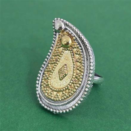 Oxidised Adjustable Ring With 2 Tone Plating