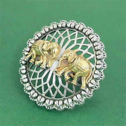 Oxidised Adjustable Ring With 2 Tone Plating