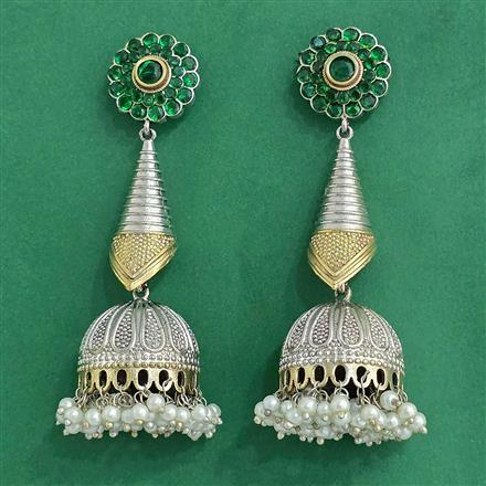 Oxidised Jhumki With 2 Tone Plating