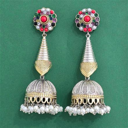Oxidised Jhumki With 2 Tone Plating