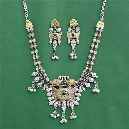 Oxidised Classic Necklace Set With 2 Tone Plating