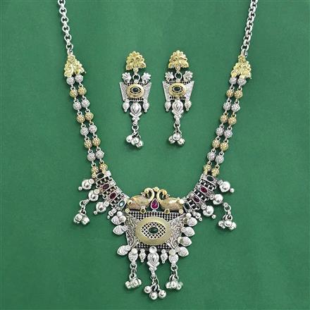 Oxidised Classic Necklace Set With 2 Tone Plating