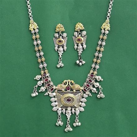 Oxidised Classic Necklace Set With 2 Tone Plating