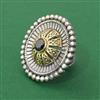 Oxidised Adjustable Ring With 2 Tone Plating