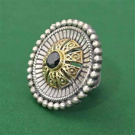 Oxidised Adjustable Ring With 2 Tone Plating