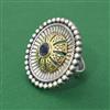 Oxidised Adjustable Ring With 2 Tone Plating